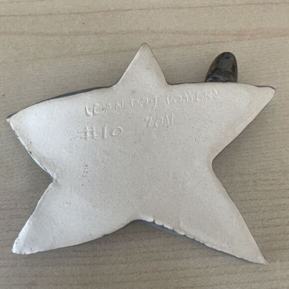 Handmade Jewelry Trinket Dish Star Birds Ceramic Clay Signed “Lean Dog Pottery” - Picture 10 of 10